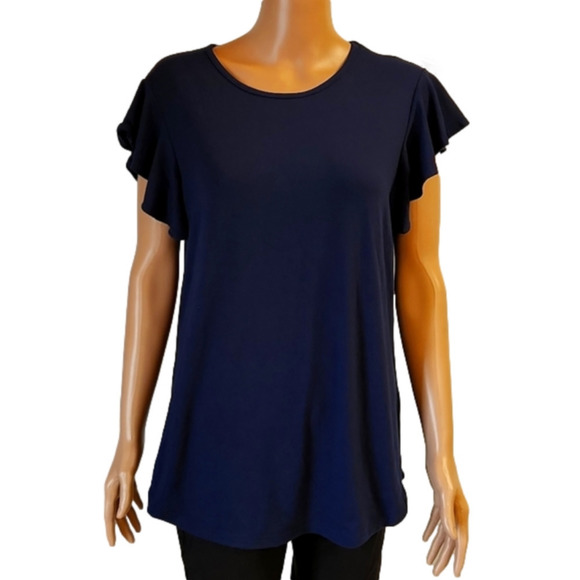 𝅺Women's blue ruffled sleeve blouse (code-G073) - Picture 1 of 2